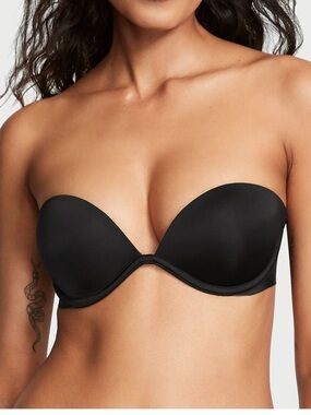 Victoria's Secret Strapless Black Push-Up Bra with Molded Cups